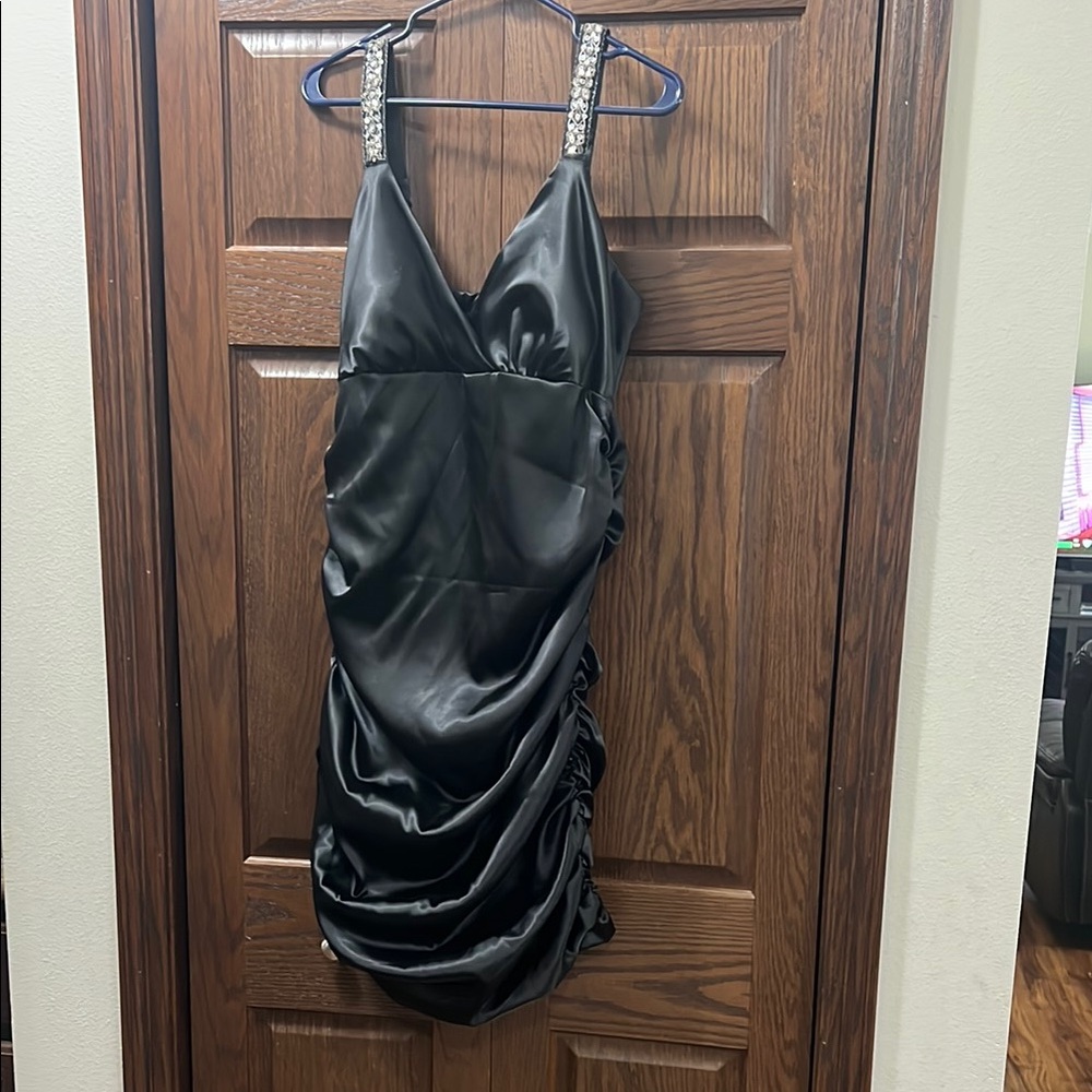 Studio Y Black Slip Dress Spaghetti Strap Backless